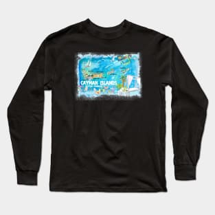 Cayman_Islands_Illustrated_Travel_Map_with_Roads_and_HighlightsS Long Sleeve T-Shirt